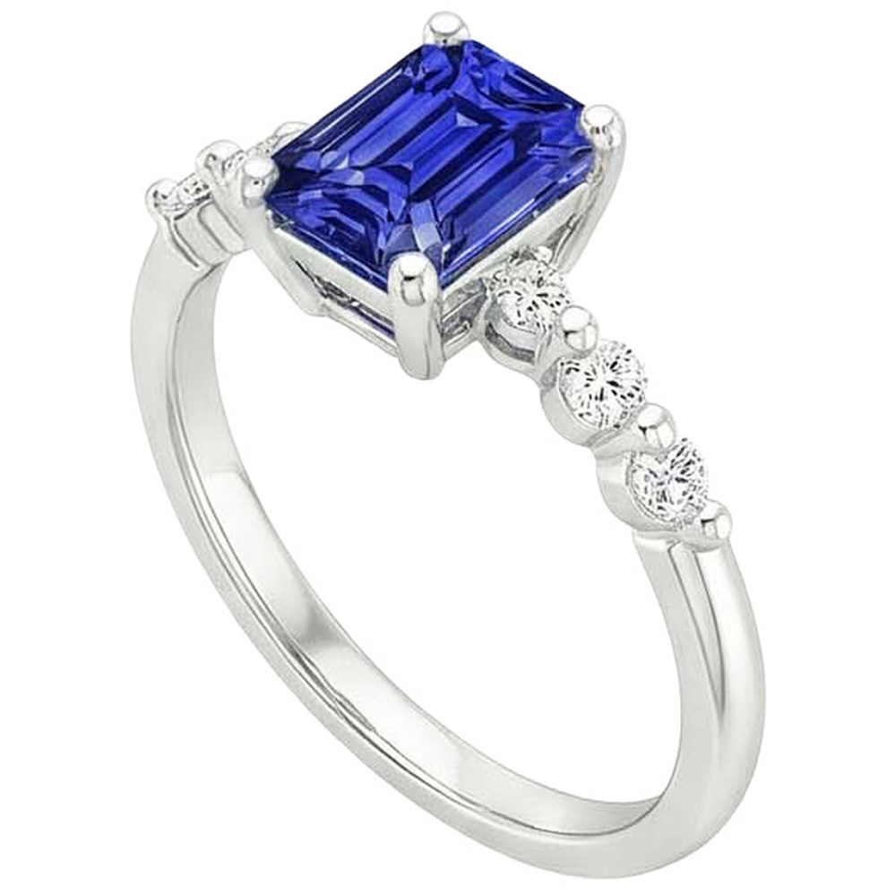 Aus der Erde Abgebauter Natürlicher Diamant-Verlobungsring Sri Lanka Saphir 3,50 Karat Weißgold 14K