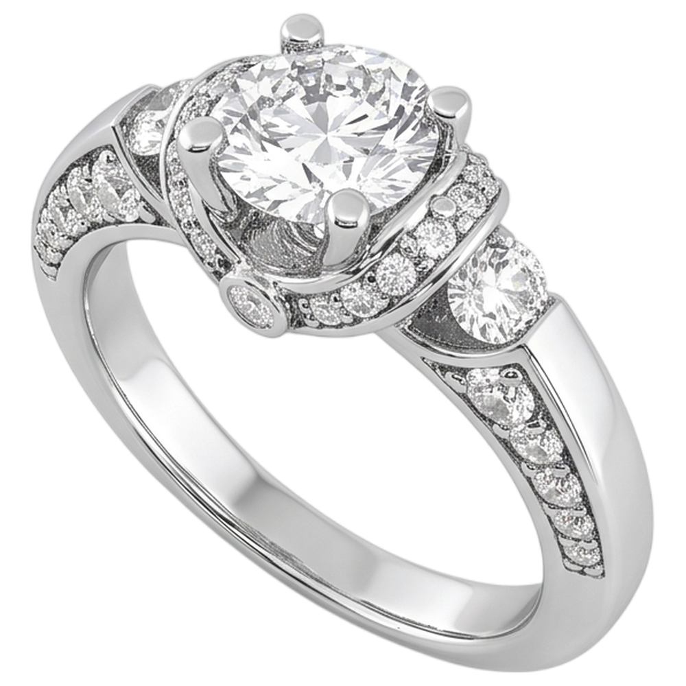 Aus der Erde Abgebauter Natürlicher Diamant-Verlobungsring mit Akzent Weißgold 1,70 ct.