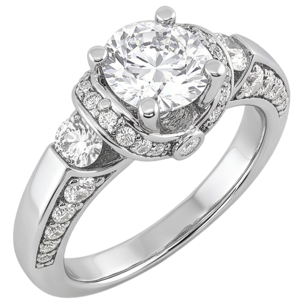 Aus der Erde Abgebauter Natürlicher Diamant-Verlobungsring mit Akzent Weißgold 1,70 ct.