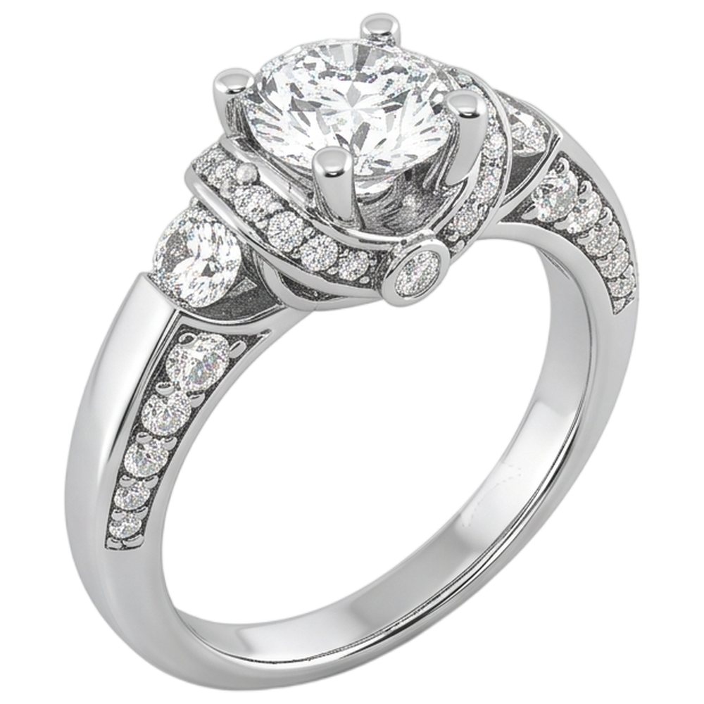 Aus der Erde Abgebauter Natürlicher Diamant-Verlobungsring mit Akzent Weißgold 1,70 ct.