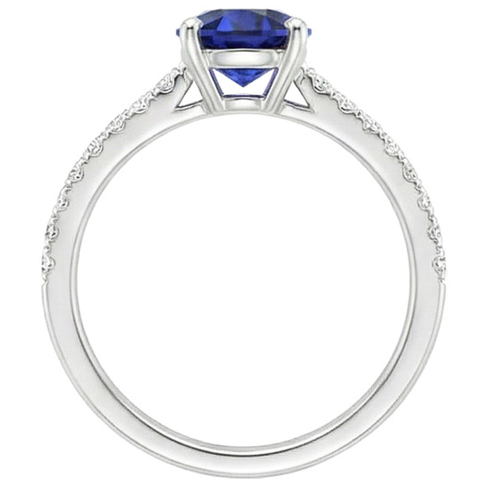 Aus der Erde Abgebauter Natürlicher Diamant-Verlobungsring mit Akzenten Ovaler blauer Saphir 3 Karat