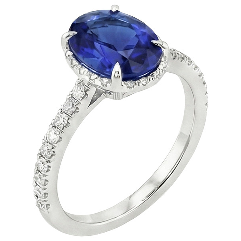 echter oval diamant 4Karat ring Seitenansicht
