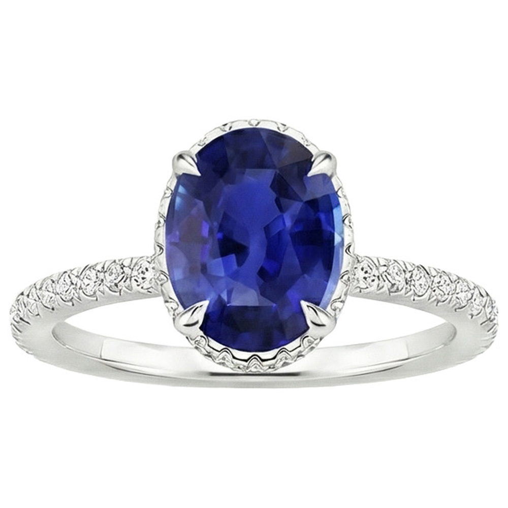 echter oval diamant 4Karat ring Profilansicht