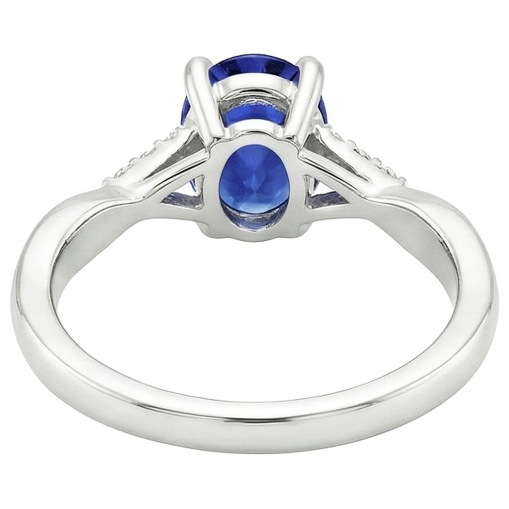 Natürlicher Diamant ( nicht im Labor gezüchtet )-Verlobungsring Split Shank Oval Cut Blauer Saphir 3 Karat