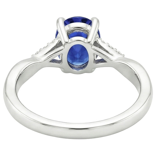 Natürlicher Diamant ( nicht im Labor gezüchtet )-Verlobungsring Split Shank Oval Cut Blauer Saphir 3 Karat