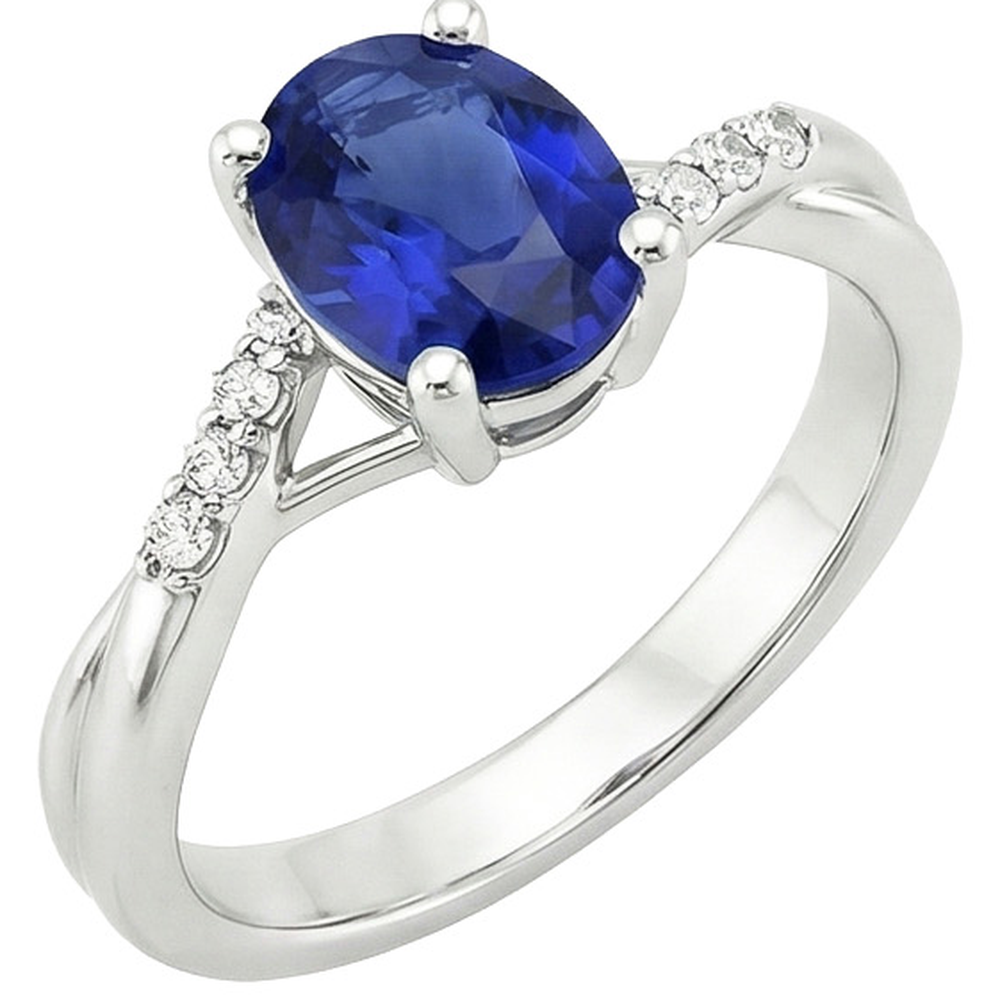 Natürlicher Diamant ( nicht im Labor gezüchtet )-Verlobungsring Split Shank Oval Cut Blauer Saphir 3 Karat