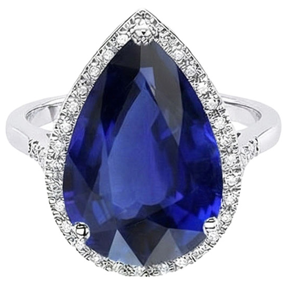 Natürlicher Diamant ( nicht im Labor gezüchtet )schmuck Halo Oval Ceylon Saphir Ring 7,50 Karat