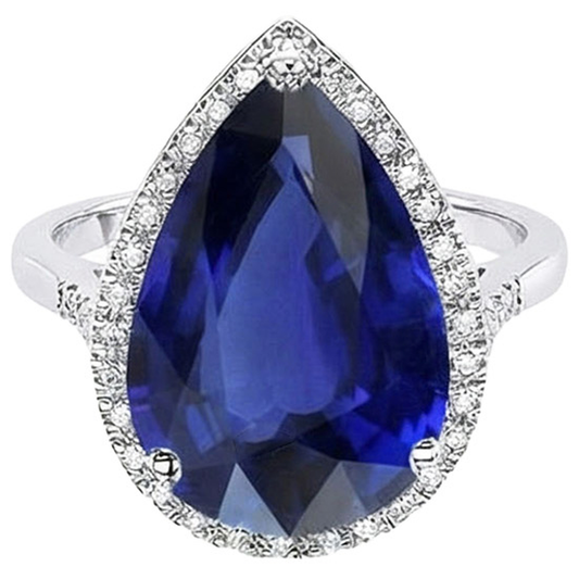 Natürlicher Diamant ( nicht im Labor gezüchtet )schmuck Halo Oval Ceylon Saphir Ring 7,50 Karat