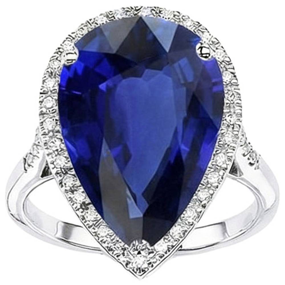 Natürlicher Diamant ( nicht im Labor gezüchtet )schmuck Halo Oval Ceylon Saphir Ring 7,50 Karat