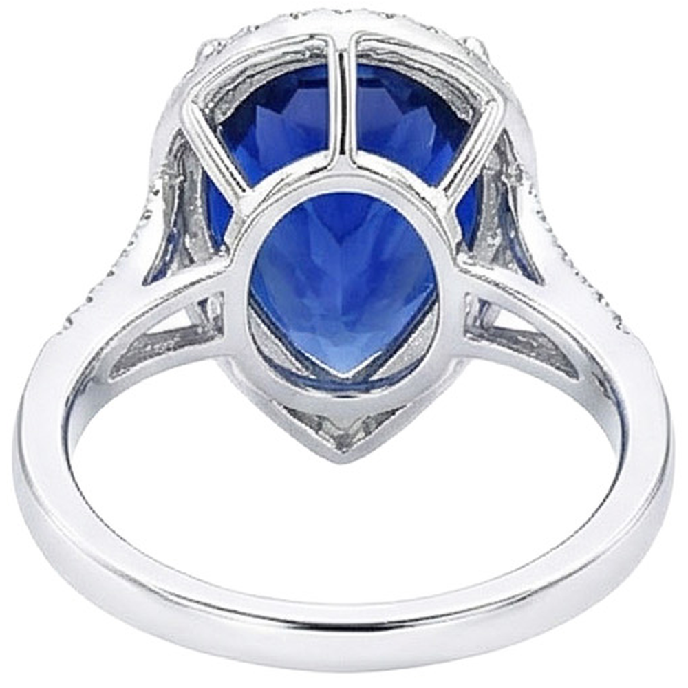 Natürlicher Diamant ( nicht im Labor gezüchtet )schmuck Halo Oval Ceylon Saphir Ring 7,50 Karat