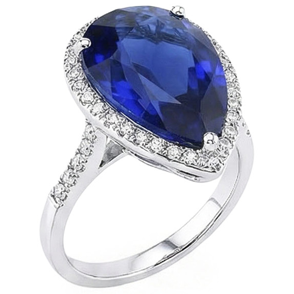 Natürlicher Diamant ( nicht im Labor gezüchtet )schmuck Halo Oval Ceylon Saphir Ring 7,50 Karat