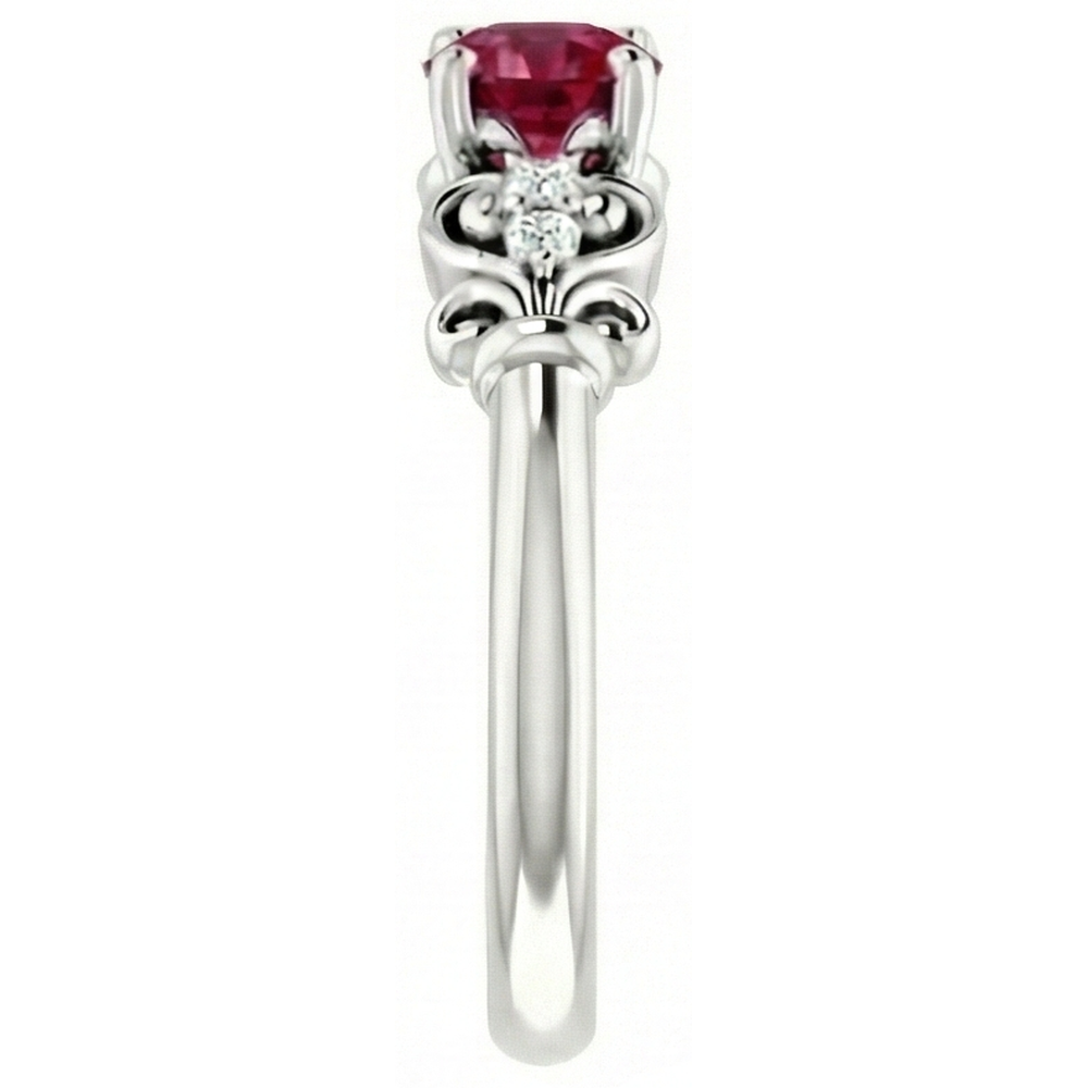 Aus der Erde Abgebauter Natürlicher Diamant runder Rubin Fancy Ring 1,40 Karat Weißgold 14K