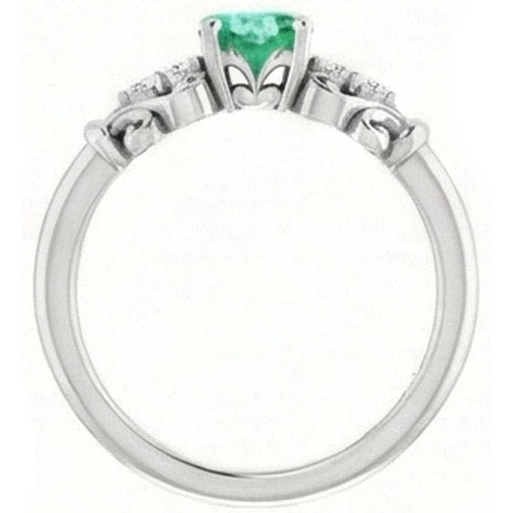 Aus der Erde Abgebauter Natürlicher Diamant runder grüner Smaragdring 1,40 Karat Weißgold 14K Schmuck