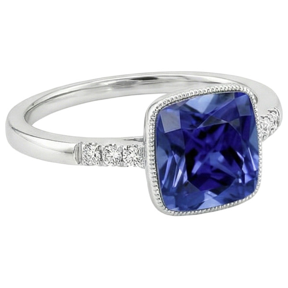 Aus der Erde Abgebauter Natürlicher Diamant und blauer Saphir Vintage Style Ring 6 Karat Edelstein