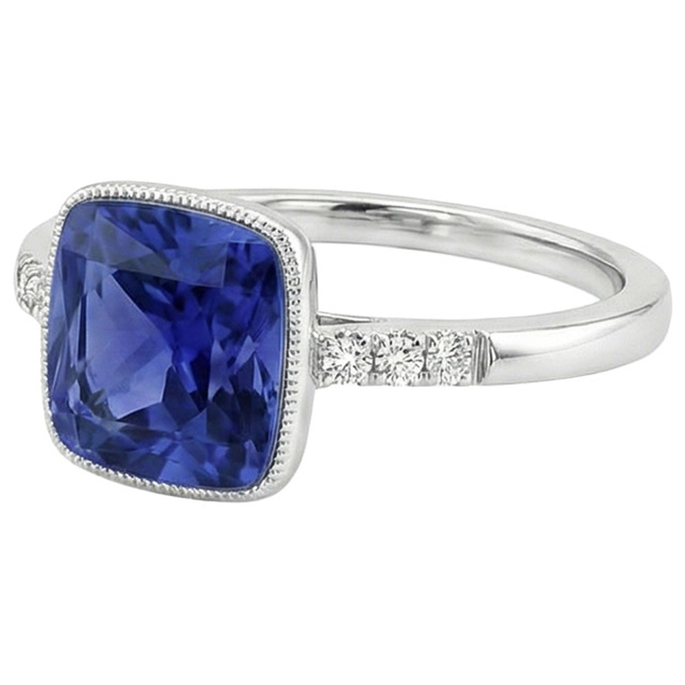 Aus der Erde Abgebauter Natürlicher Diamant und blauer Saphir Vintage Style Ring 6 Karat Edelstein
