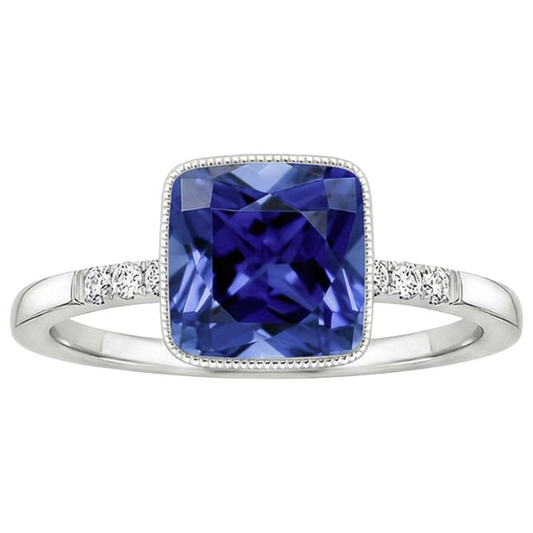 Aus der Erde Abgebauter Natürlicher Diamant und blauer Saphir Vintage Style Ring 6 Karat Edelstein