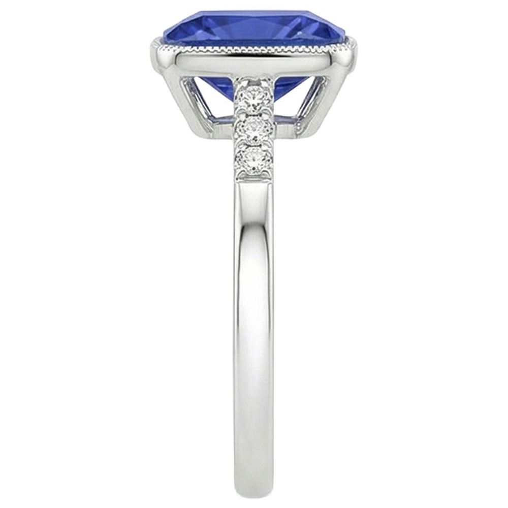 Aus der Erde Abgebauter Natürlicher Diamant und blauer Saphir Vintage Style Ring 6 Karat Edelstein