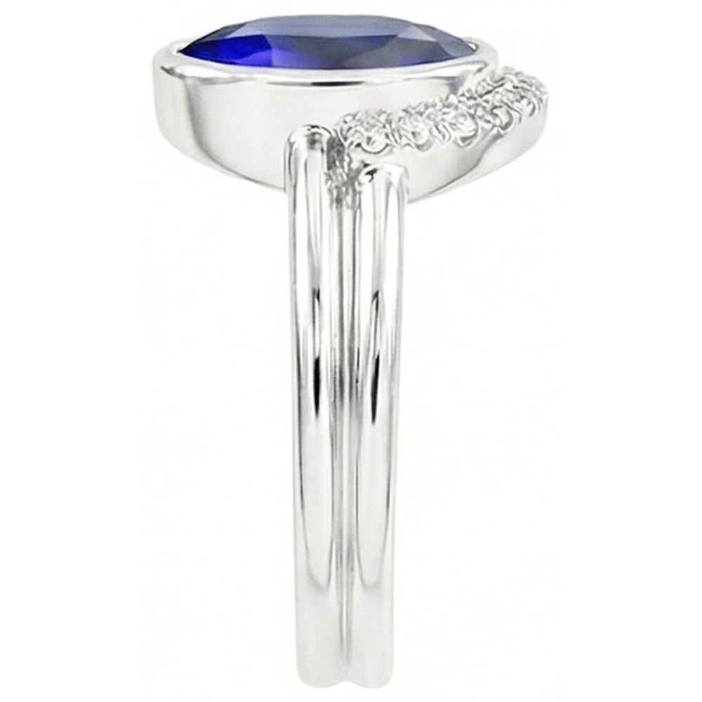 Natürlicher Diamant ( nicht im Labor gezüchtet )band & Ovaler blauer Saphir Ehering Set 3 Karat Weißgold