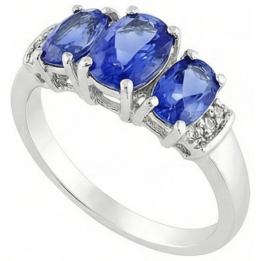 Aus der Erde Abgebauter Natürlicher Diamanten Ceylon Saphir 5,26 Karat Ehering Gold Weiß 14K