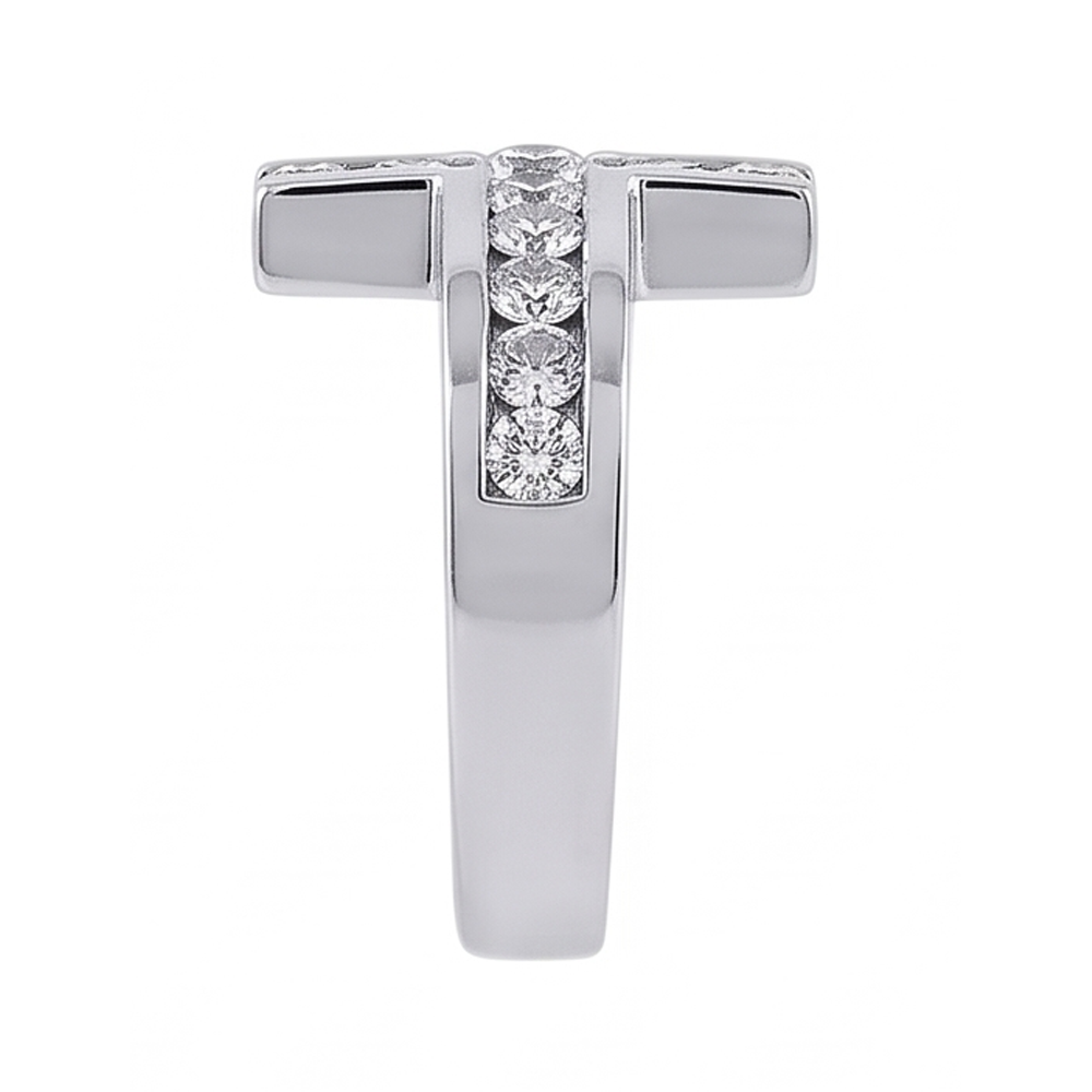 Aus der Erde Abgebauter Natürlicher Diamanten Kreuzform Verlobungsring 1,4 ct. Weißgold 14K