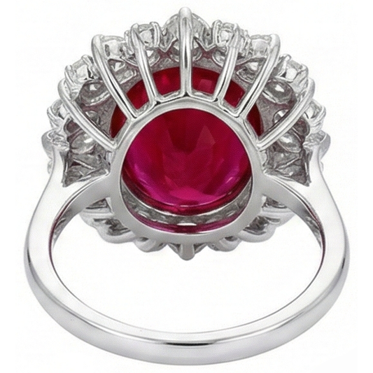 Aus der Erde Abgebauter Natürlicher Diamanten im Rund- und Tropfenschliff mit Rubinring aus 17,75 ct echtem Weißgold 14 Karat