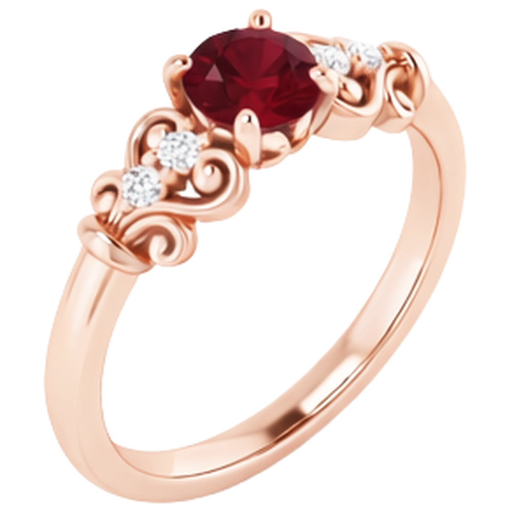 Aus der Erde Abgebauter Natürlicher Diamantring 1.10 Karat Burma Rubin Antik-Stil Roségold 14K