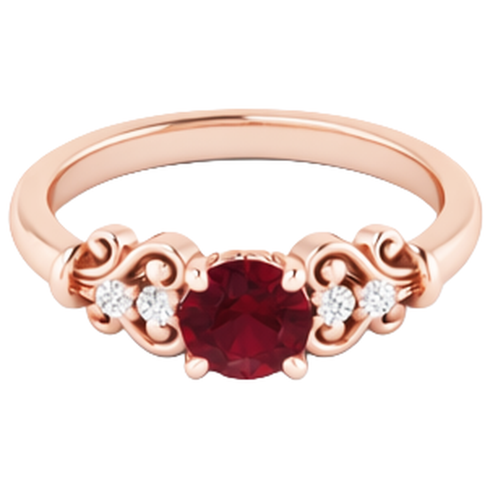 Aus der Erde Abgebauter Natürlicher Diamantring 1.10 Karat Burma Rubin Antik-Stil Roségold 14K