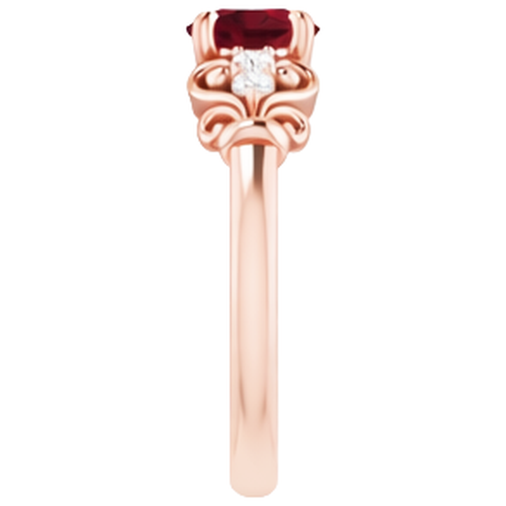 Aus der Erde Abgebauter Natürlicher Diamantring 1.10 Karat Burma Rubin Antik-Stil Roségold 14K