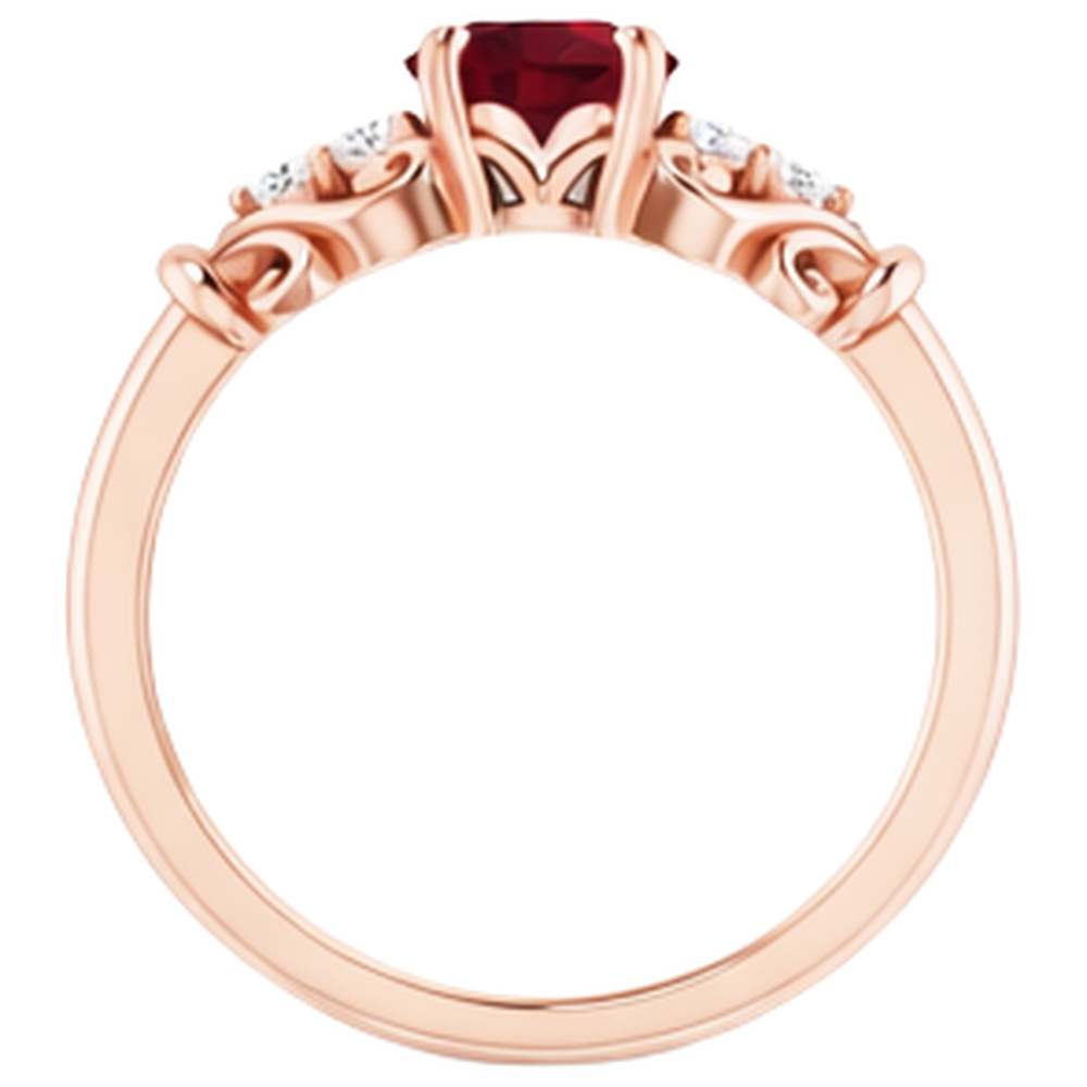 Aus der Erde Abgebauter Natürlicher Diamantring 1.10 Karat Burma Rubin Antik-Stil Roségold 14K