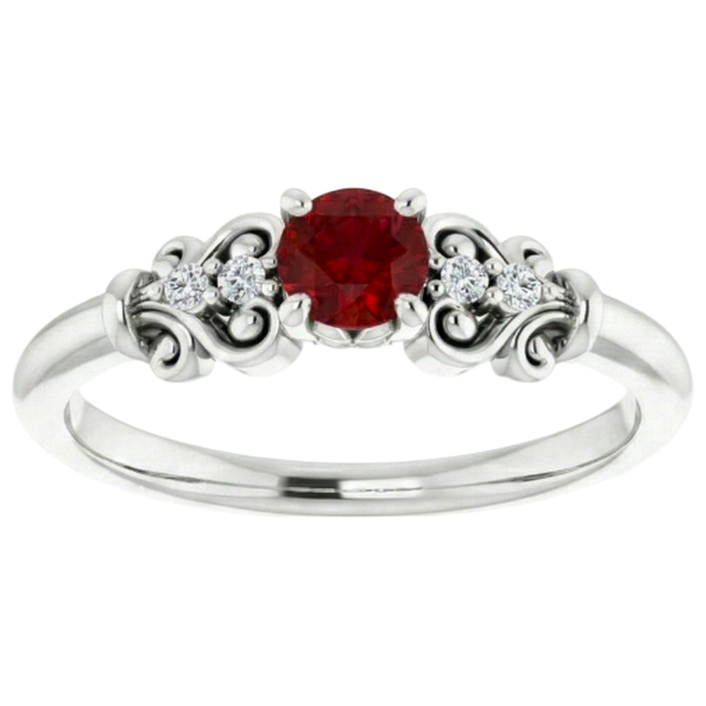 Aus der Erde Abgebauter Natürlicher Diamantring 1,10 Karat Rubinschmuck im antiken Stil