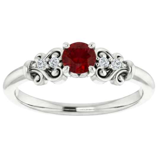 Aus der Erde Abgebauter Natürlicher Diamantring 1,10 Karat Rubinschmuck im antiken Stil