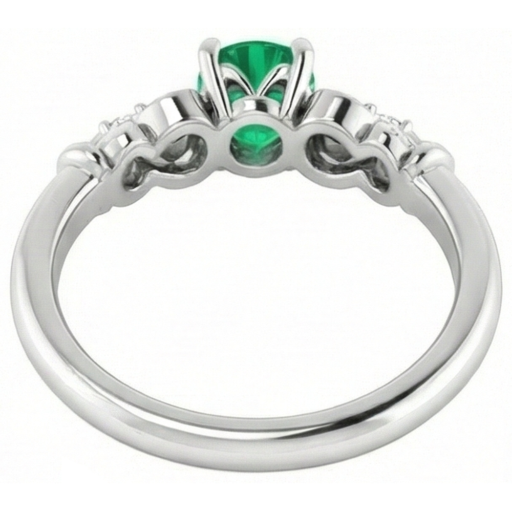 Aus der Erde Abgebauter Natürlicher Diamantring 1,10 Karat grüner Smaragd Vintage Style Schmuck