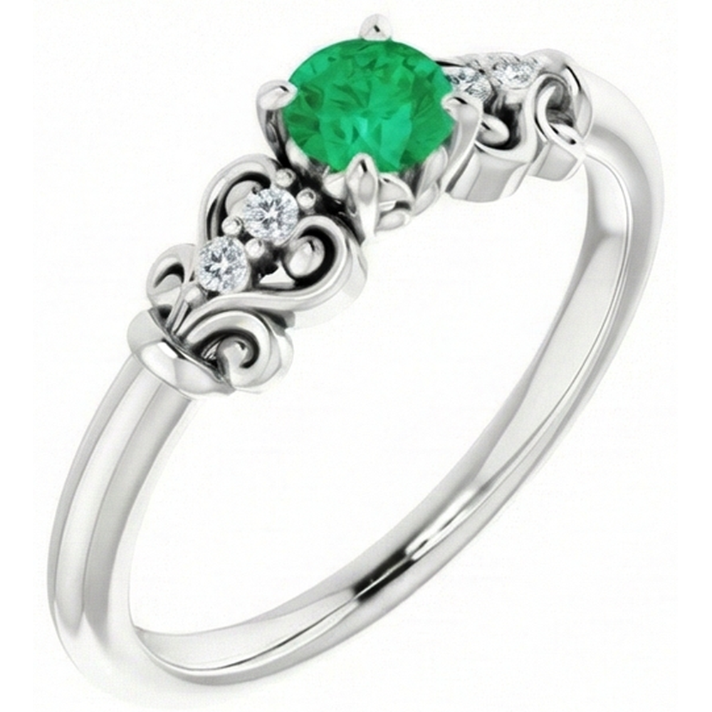 Aus der Erde Abgebauter Natürlicher Diamantring 1,10 Karat grüner Smaragd Vintage Style Schmuck