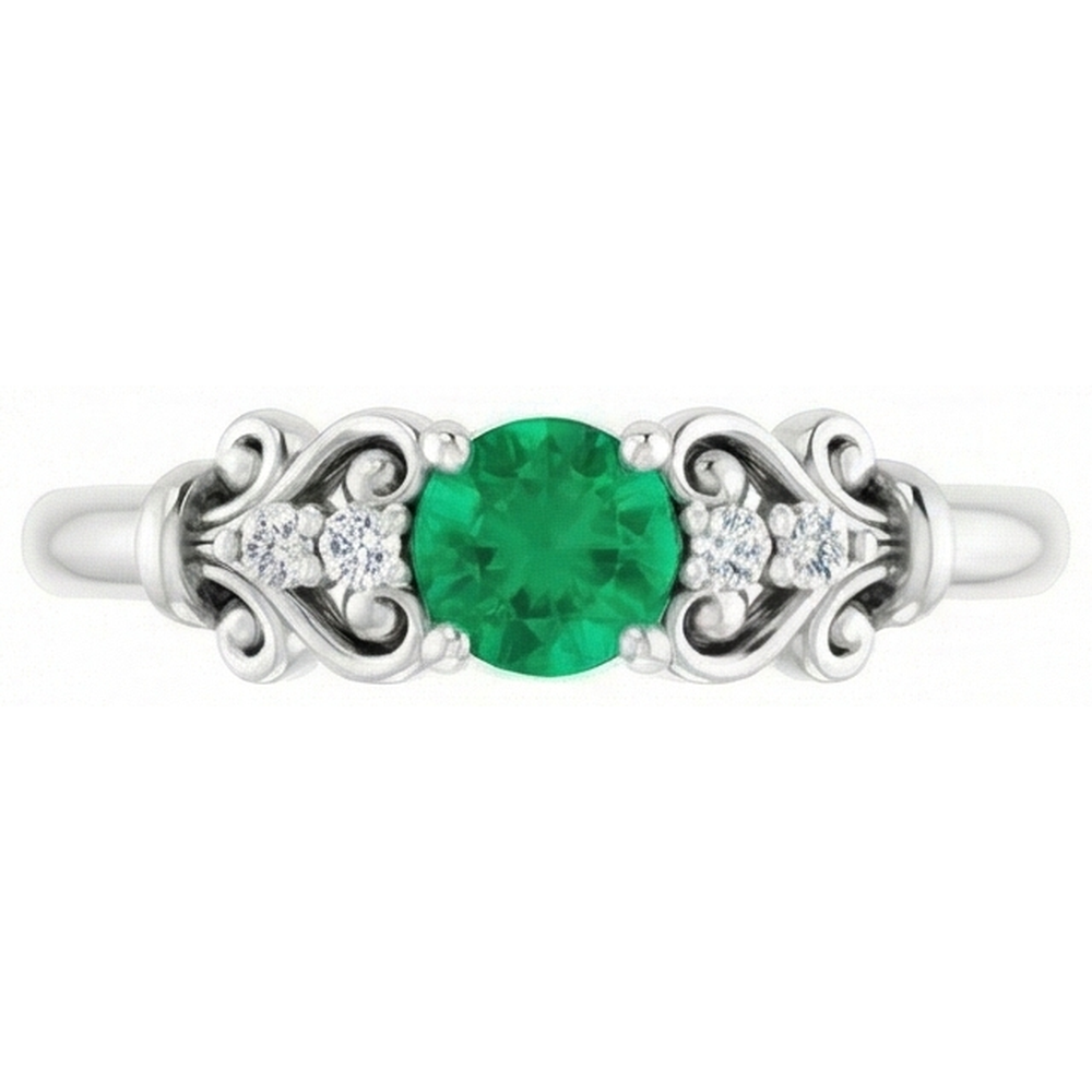 Aus der Erde Abgebauter Natürlicher Diamantring 1,10 Karat grüner Smaragd Vintage Style Schmuck