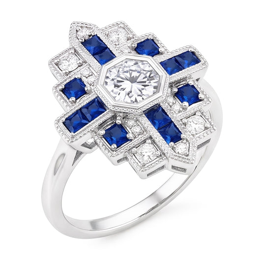 Aus der Erde Abgebauter Natürlicher Diamantring 2,50 Karat Antik-Stil Ceylon Blauer Saphir