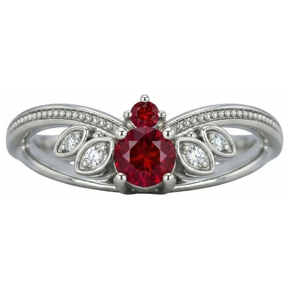 echter round rubin 1Karat ring Draufsicht