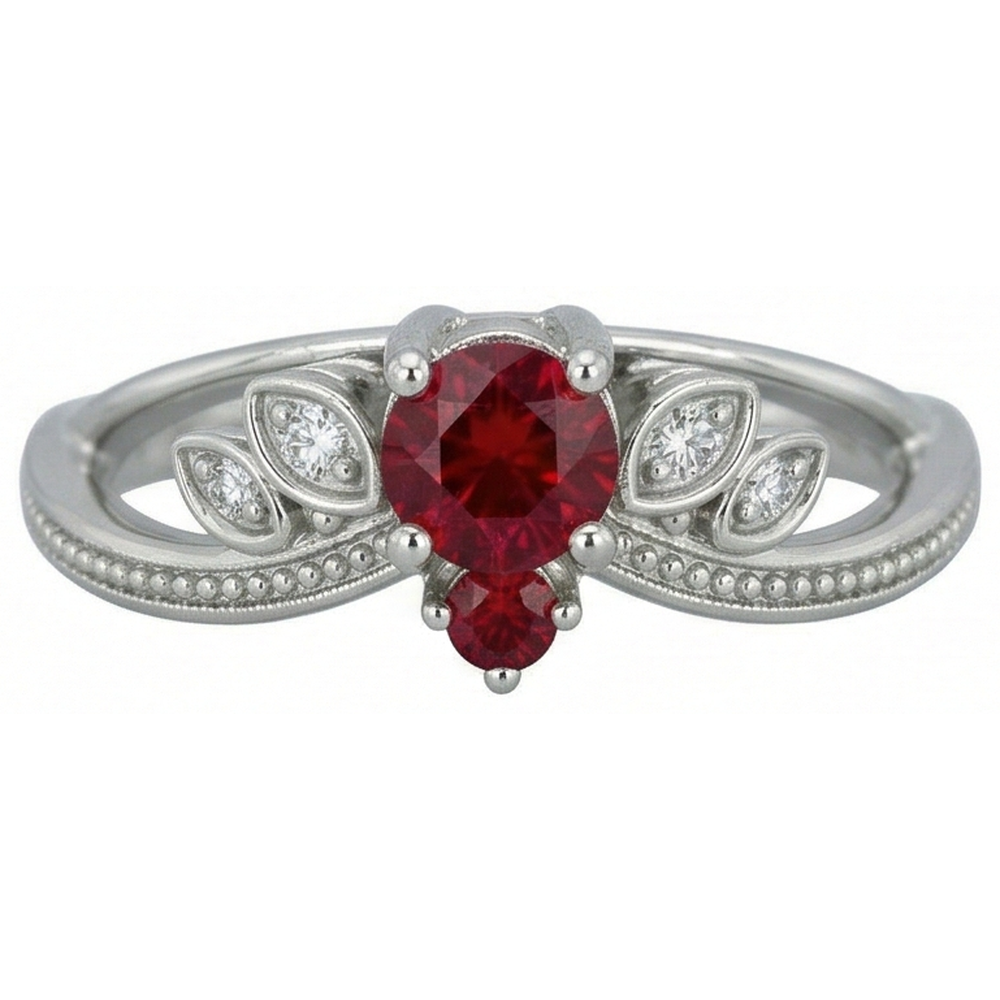 echter round rubin 1Karat ring Profilansicht