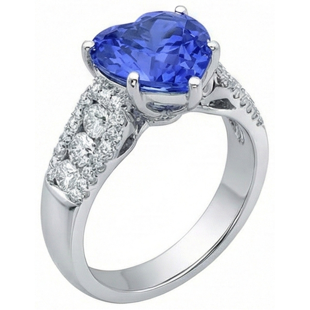 Natürlicher Diamant ( nicht im Labor gezüchtet )ring Herzförmiger hellblauer Saphir Schmuck 5,50 Karat