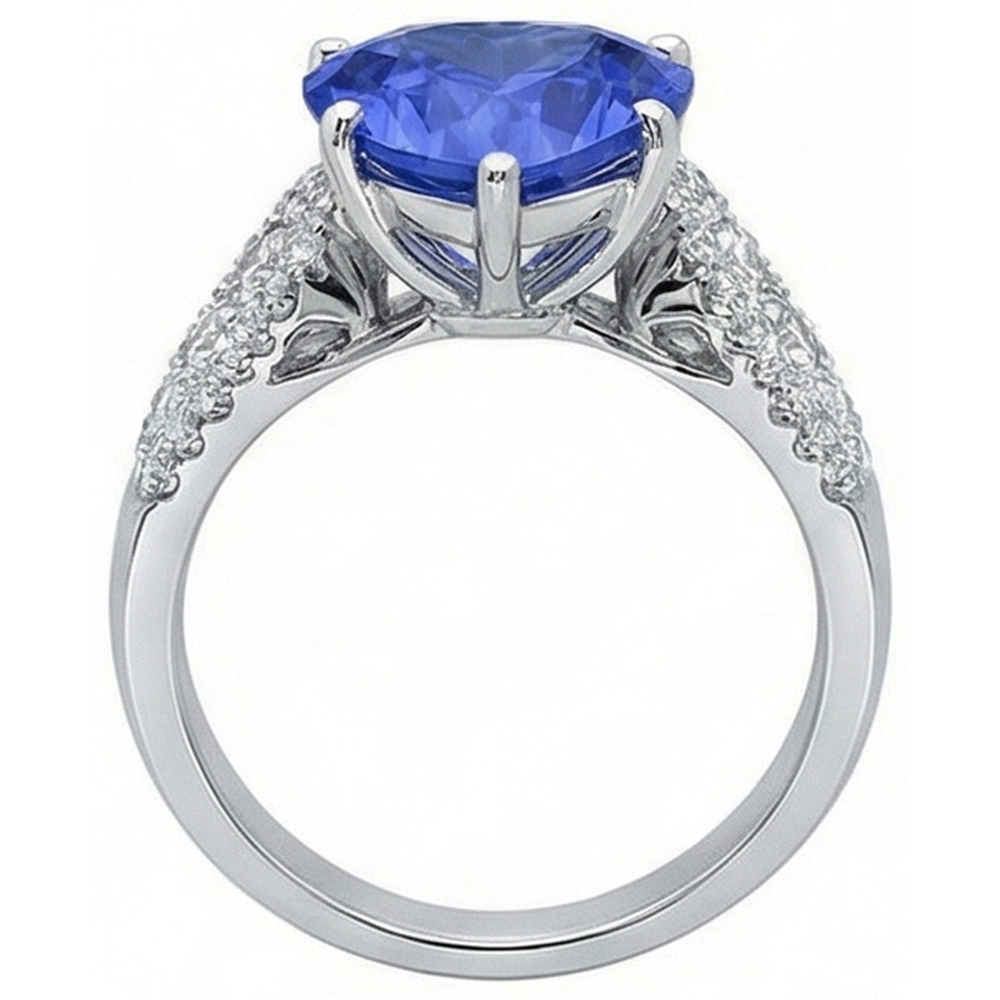 Natürlicher Diamant ( nicht im Labor gezüchtet )ring Herzförmiger hellblauer Saphir Schmuck 5,50 Karat
