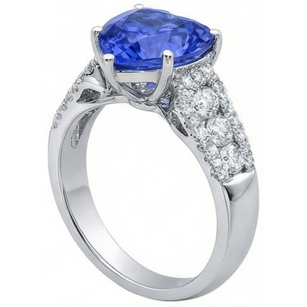 Natürlicher Diamant ( nicht im Labor gezüchtet )ring Herzförmiger hellblauer Saphir Schmuck 5,50 Karat