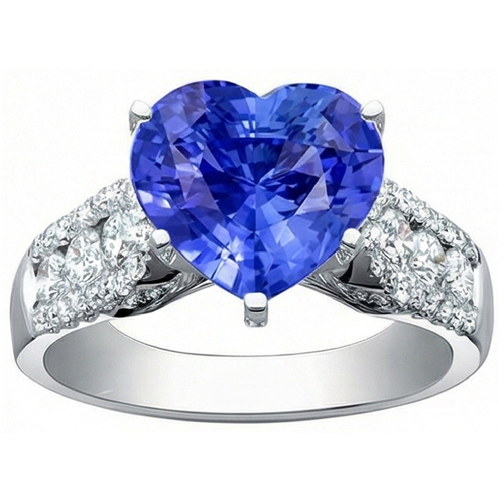 Natürlicher Diamant ( nicht im Labor gezüchtet )ring Herzförmiger hellblauer Saphir Schmuck 5,50 Karat