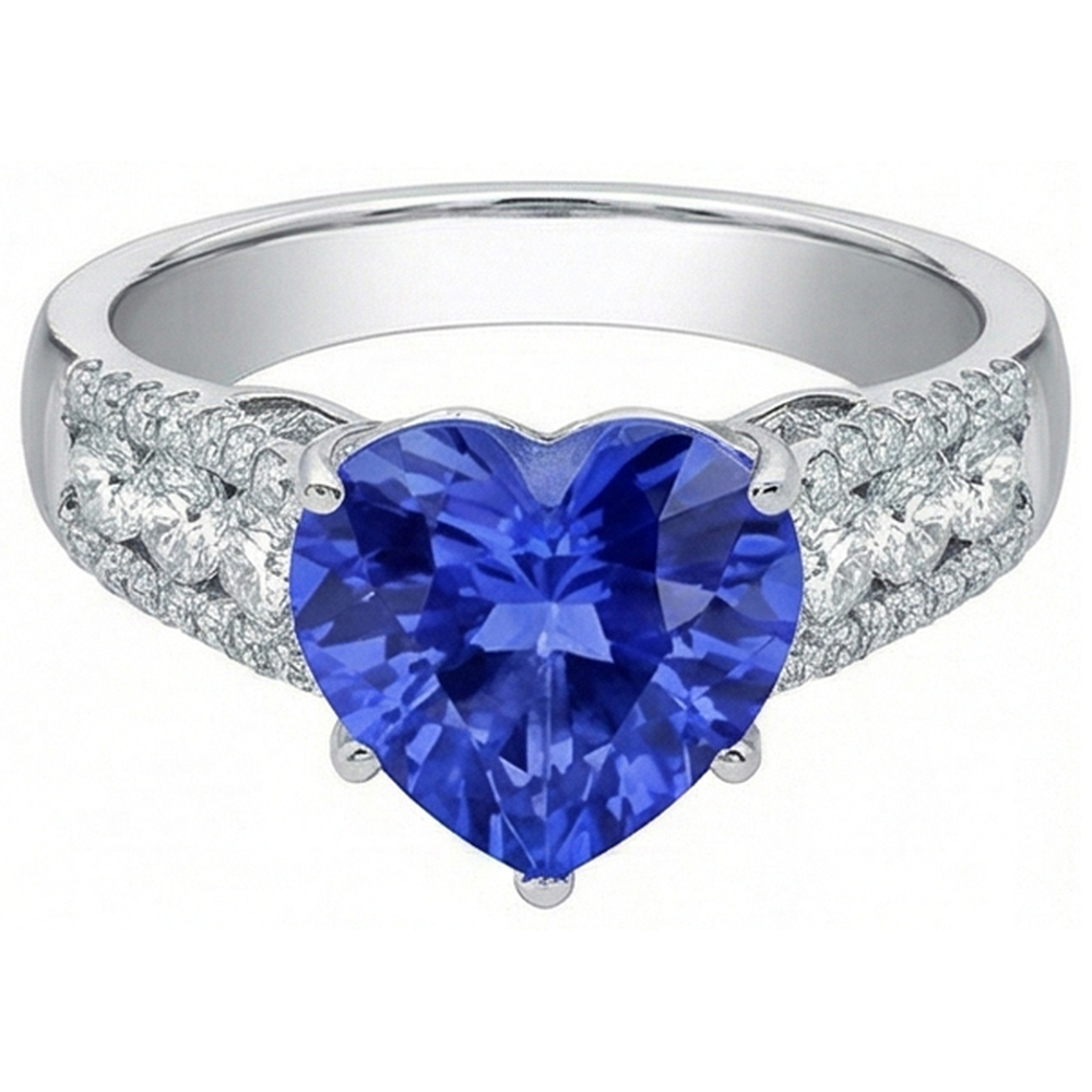 Natürlicher Diamant ( nicht im Labor gezüchtet )ring Herzförmiger hellblauer Saphir Schmuck 5,50 Karat