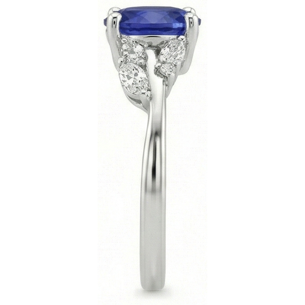 Natürlicher Diamant ( nicht im Labor gezüchtet )ring Oval Blauer Saphir Mit Marquise & Runden Steinen 4 Karat