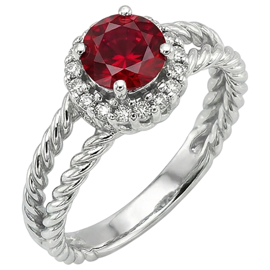 Aus der Erde Abgebauter Natürlicher Diamantring Rubin und Aus der Erde Abgebauter Natürlicher Diamanten 2 Karat Weißgold 14K Schmuck