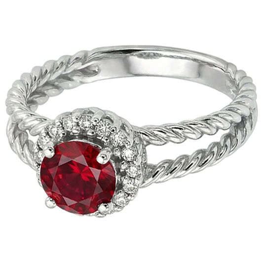 Aus der Erde Abgebauter Natürlicher Diamantring Rubin und Aus der Erde Abgebauter Natürlicher Diamanten 2 Karat Weißgold 14K Schmuck