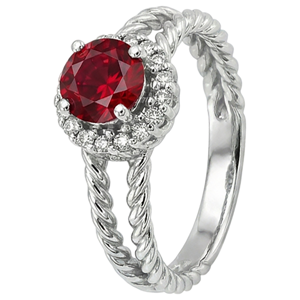 Aus der Erde Abgebauter Natürlicher Diamantring Rubin und Aus der Erde Abgebauter Natürlicher Diamanten 2 Karat Weißgold 14K Schmuck