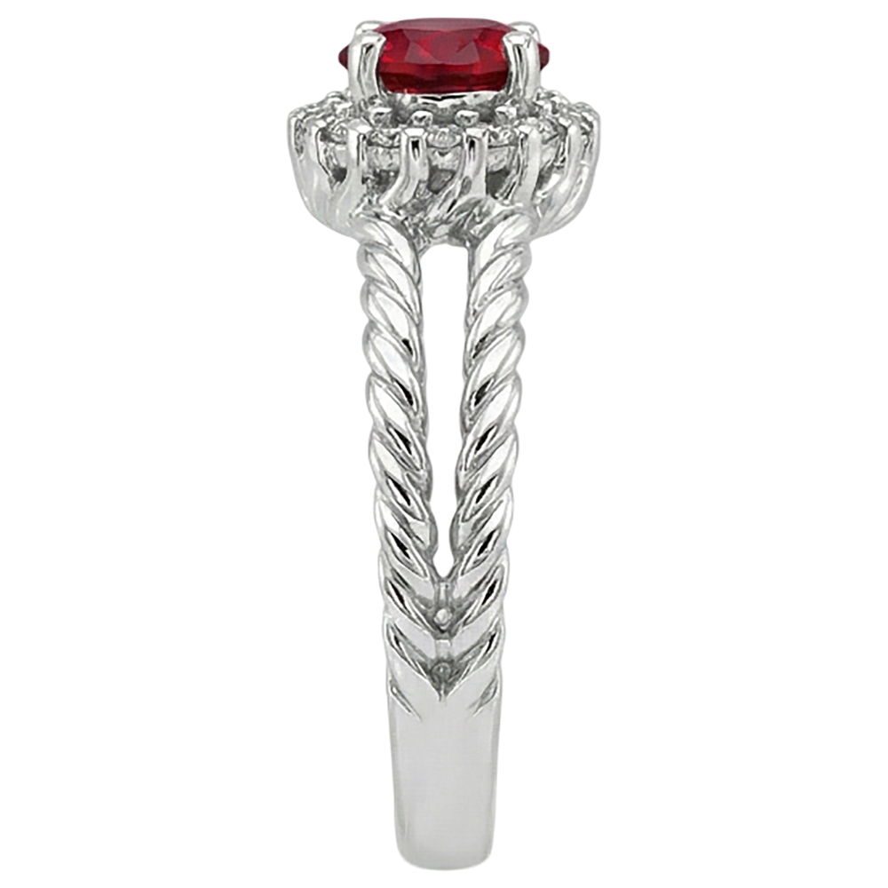 Aus der Erde Abgebauter Natürlicher Diamantring Rubin und Aus der Erde Abgebauter Natürlicher Diamanten 2 Karat Weißgold 14K Schmuck
