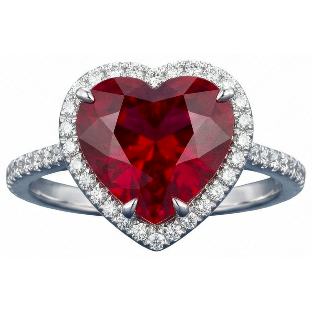 echter round rubin 5.35Karat ring Vorderansicht