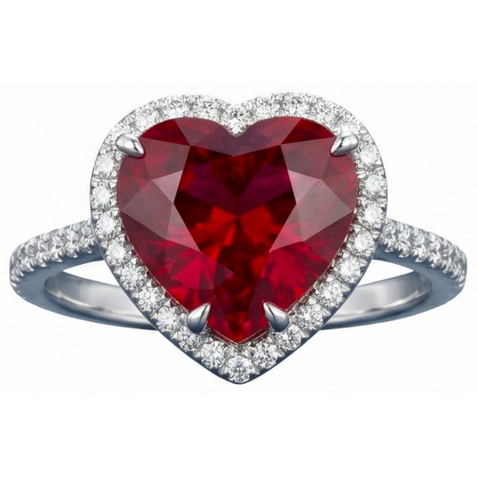 echter round rubin 5.35Karat ring Vorderansicht