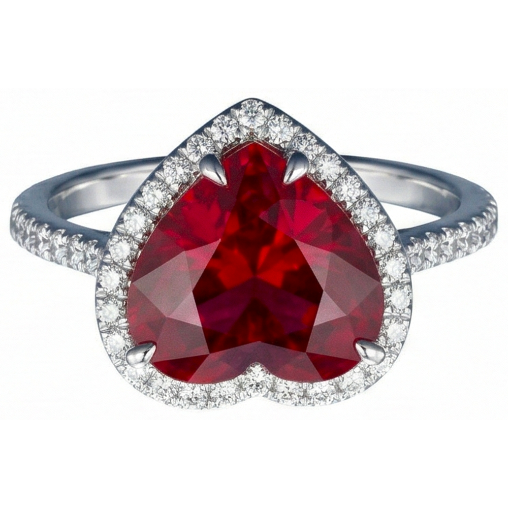 echter round rubin 5.35Karat ring Seitenansicht